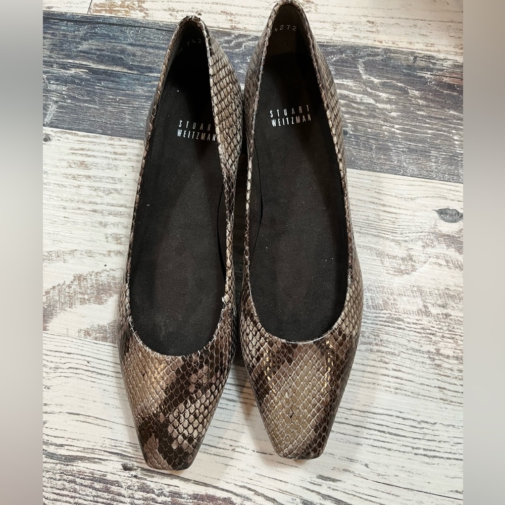 Stuart Weitzman Brown Python Print Flats - image 1